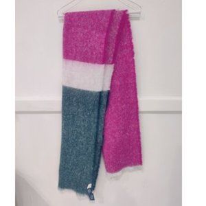 NWT DSG Women's Color Blocked Fleece Fringe Detail Scarf Lush Berry OS  A368